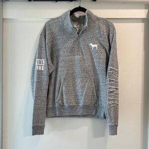 PINK Victoria's Secret Heather Gray Zip-Up Sweater